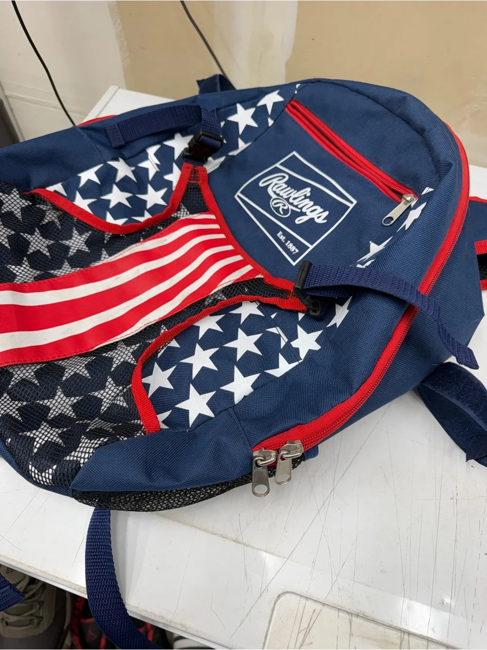 Rawlings Youth Navy & Red Stars Stripes Baseball Backpack